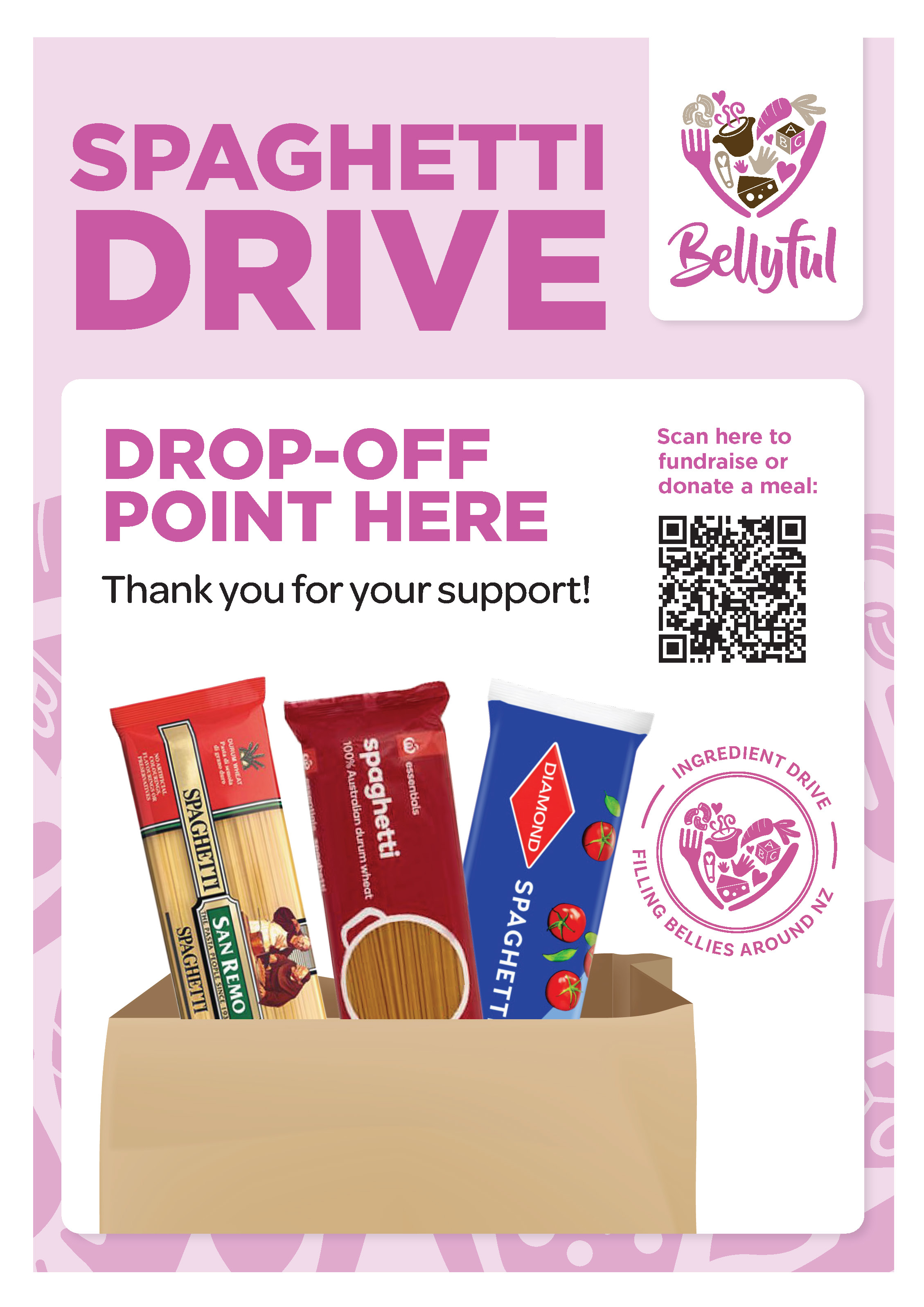 Spaghetti Drive Drop-off Point Poster – Option 4