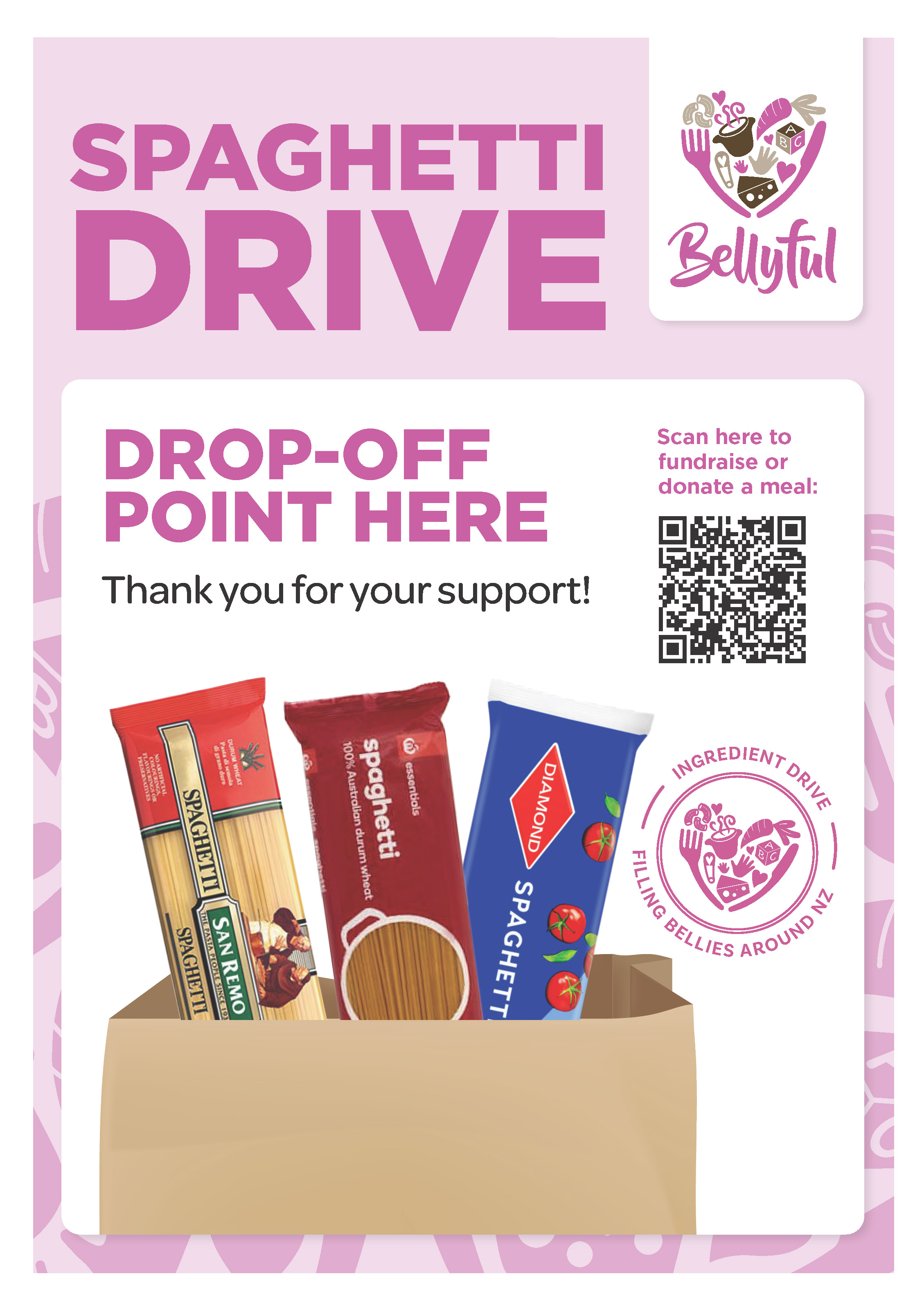 Spaghetti September pasta drop off point with QR code
