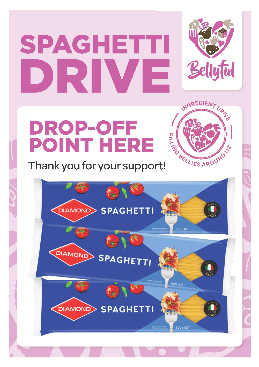 Spaghetti September pasta drop off point